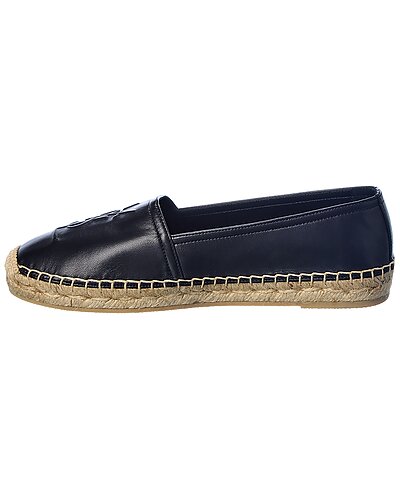 Debossed Logo Leather Espadrille