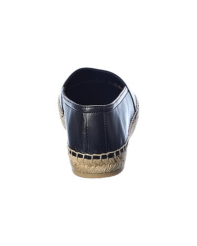 Debossed Logo Leather Espadrille