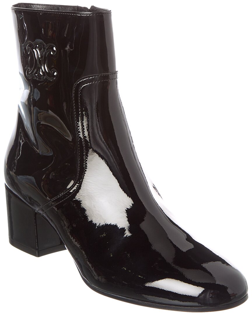 Celine Triomphe Zipped Patent Boot In Black