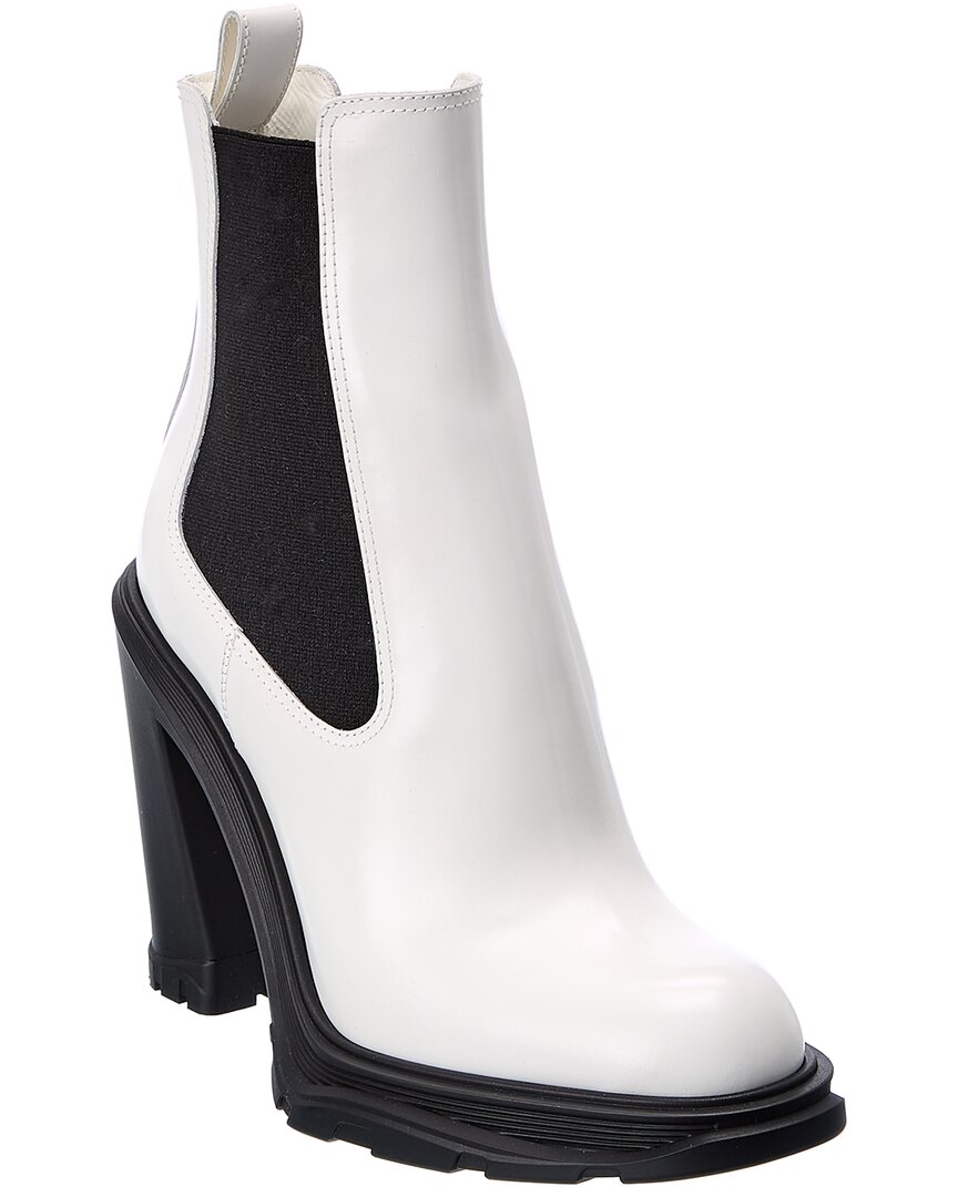 Alexander Mcqueen Tread Leather Chelsea Boot In White