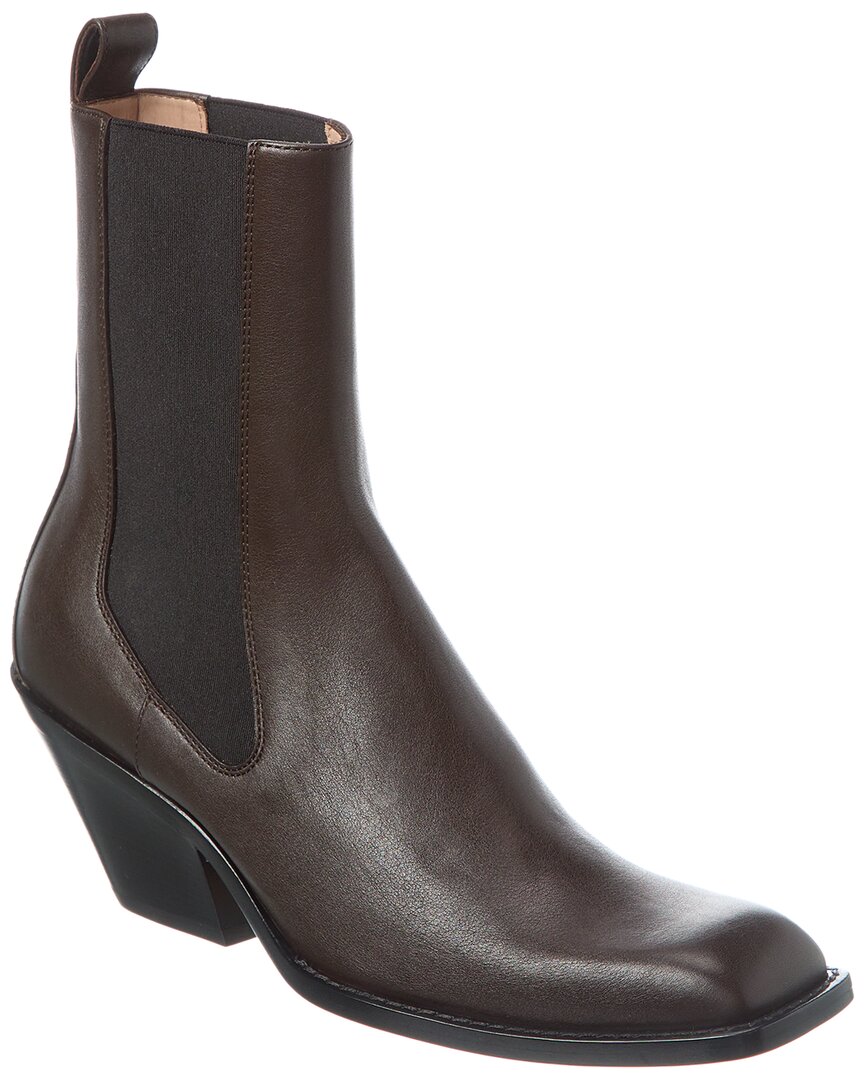 Khaite Austin Leather Bootie In Brown