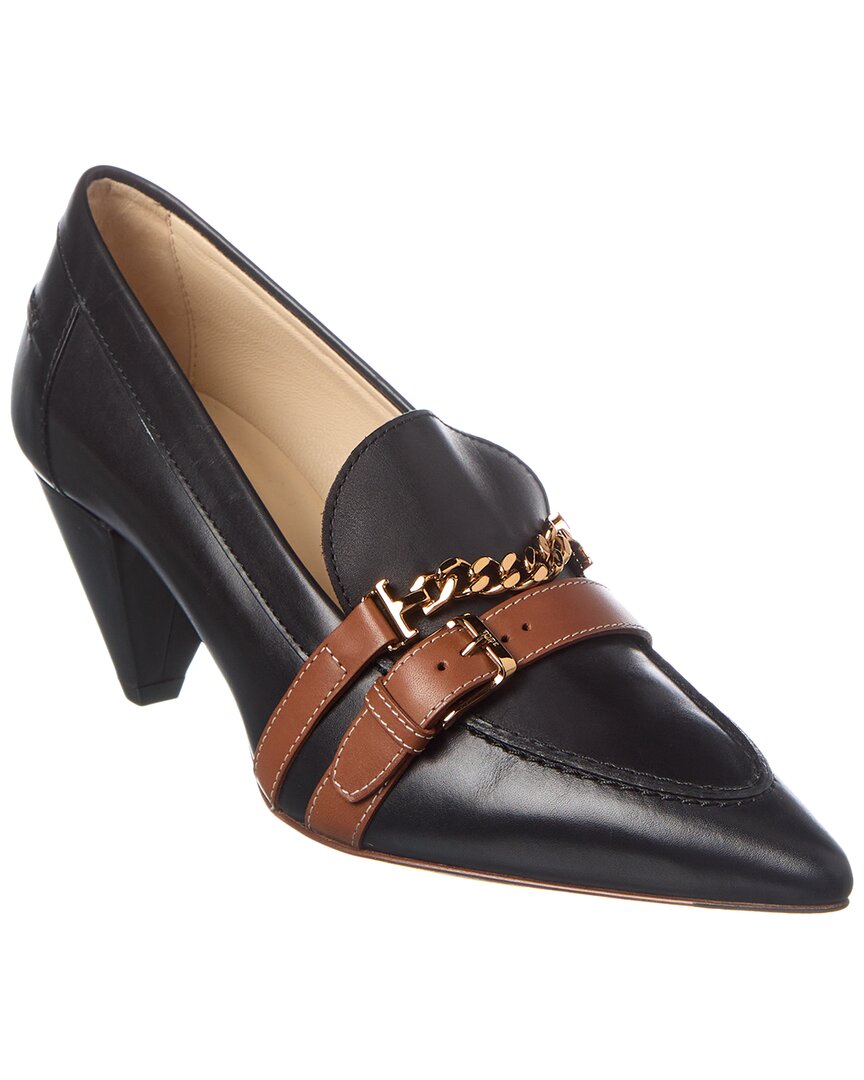 Tod's Logo Leather Pump In Black