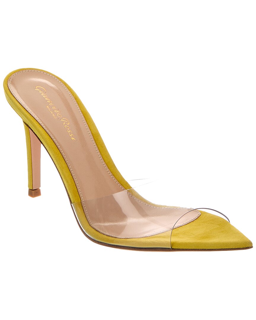 Gianvito Rossi Elle 85 Vinyl & Suede Sandal In Yellow