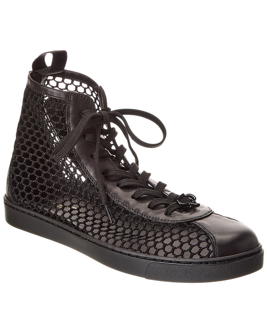 Gianvito Rossi Helena Mesh & Leather High-top Sneaker In Black