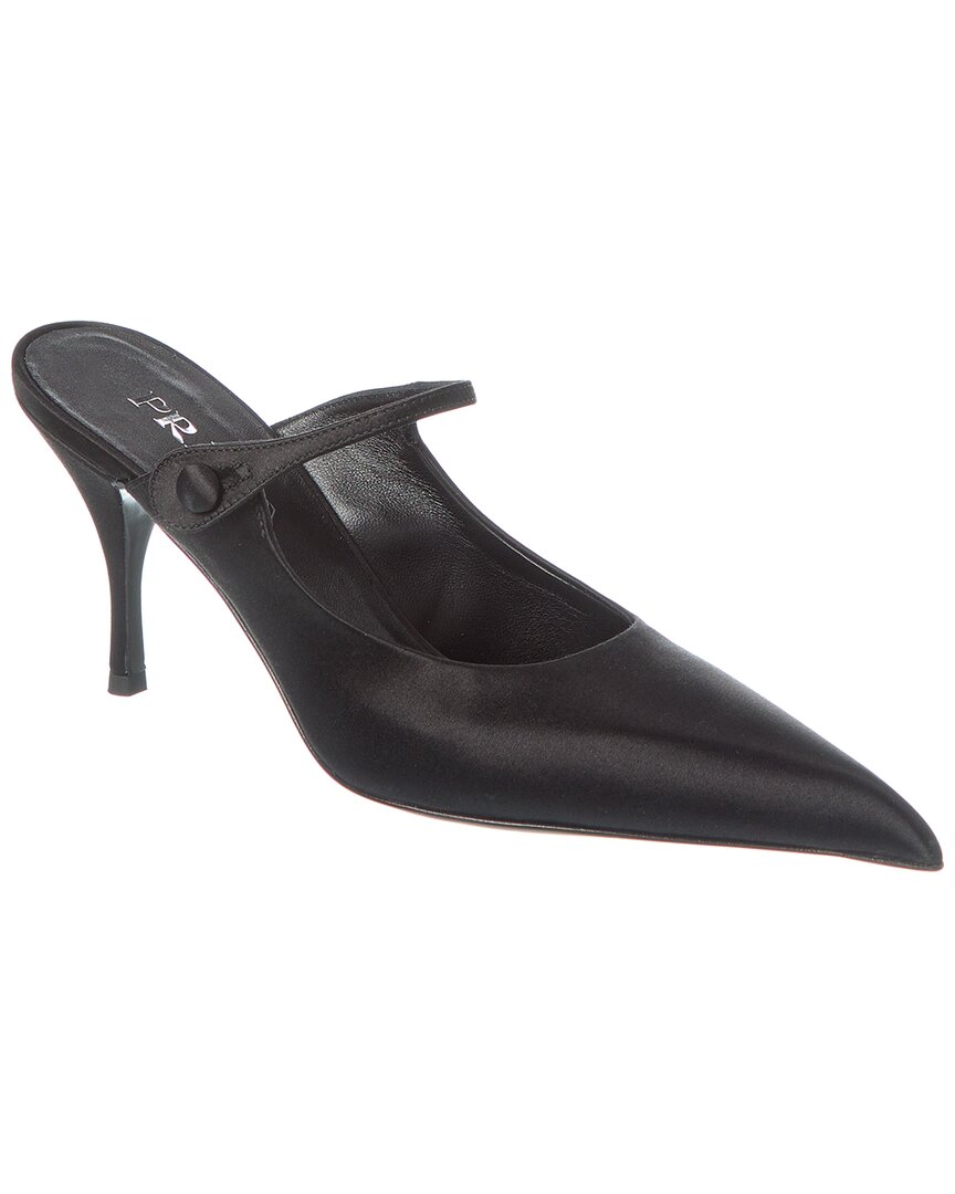 Prada Leather Mary Jane Mule Pumps In Black