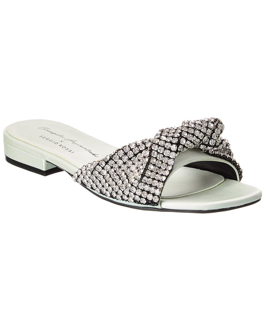 Sergio Rossi Woman Sandals Light Pink Size 7.5 Textile Fibers In Green