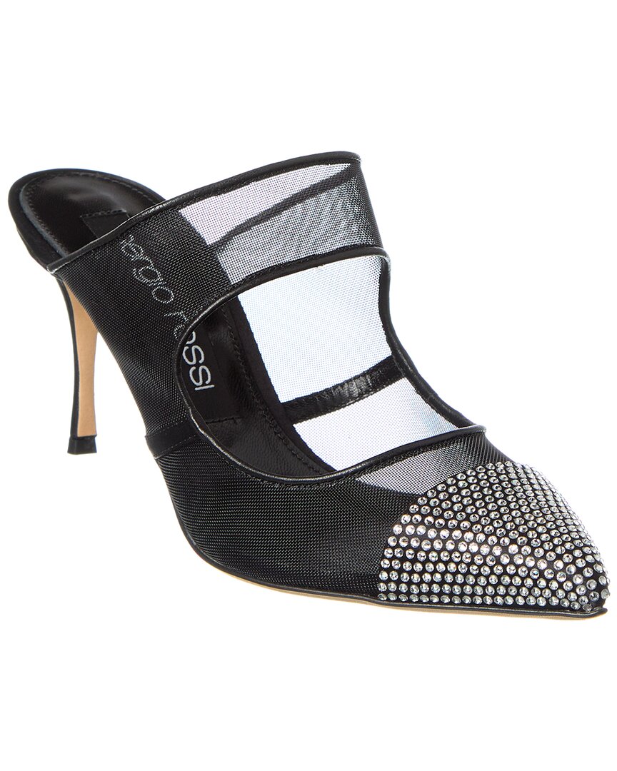 Sergio Rossi Satin & Mesh Pump In Black