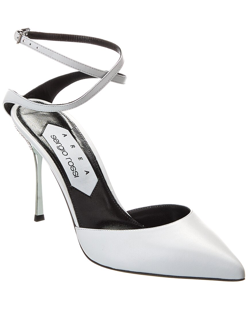 Sergio Rossi Satin Ankle Wrap Pump In White