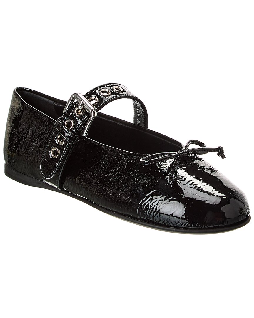 Miu Miu Leather Mary Jane Ballerina Flats In Black