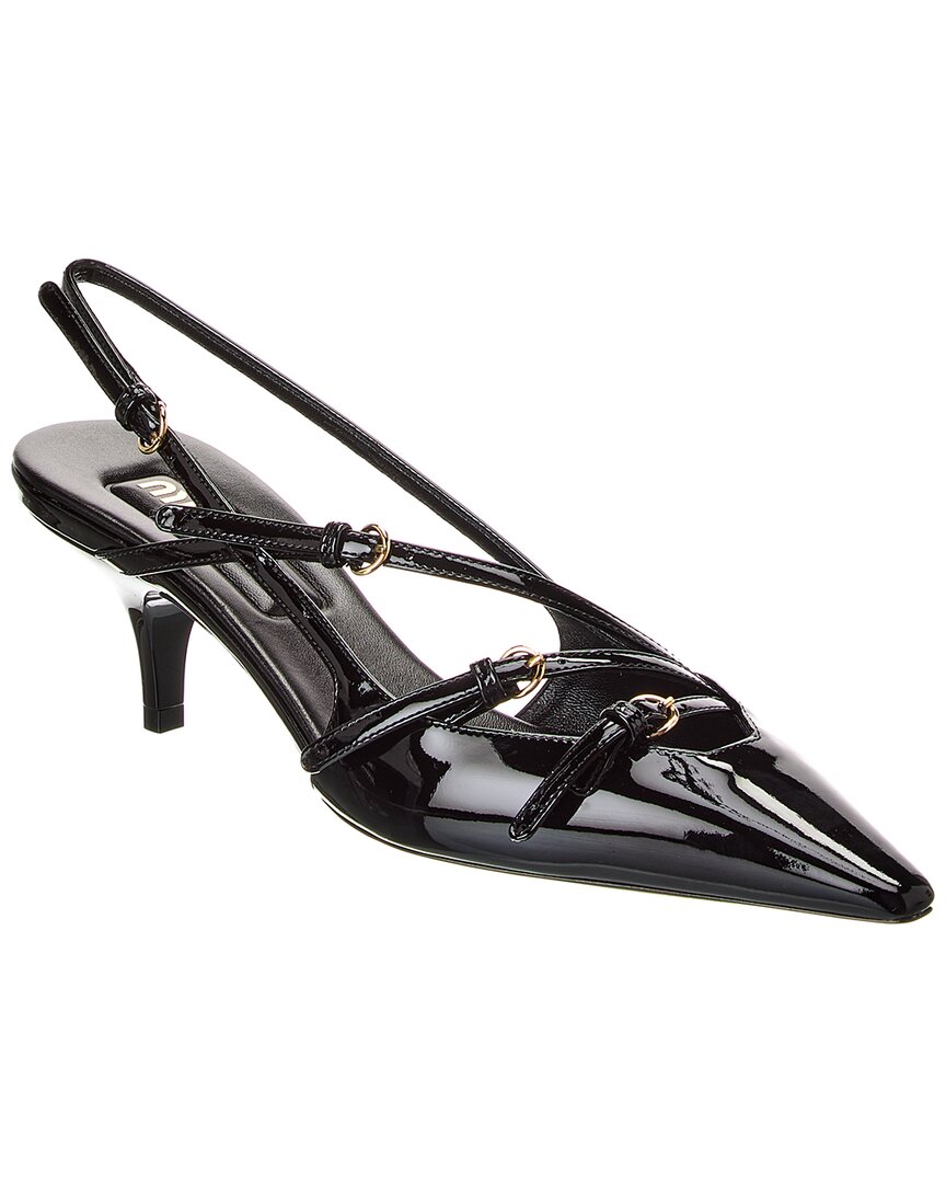 Miu Miu Buckle-embellished Slingback Pumps In Black