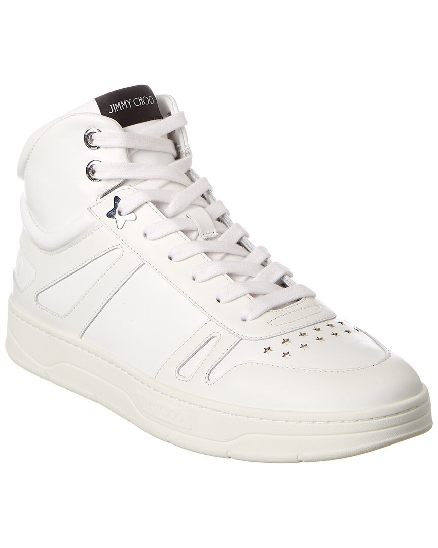 Shop Jimmy Choo Hawaii/m Leather High-top Sneaker In White