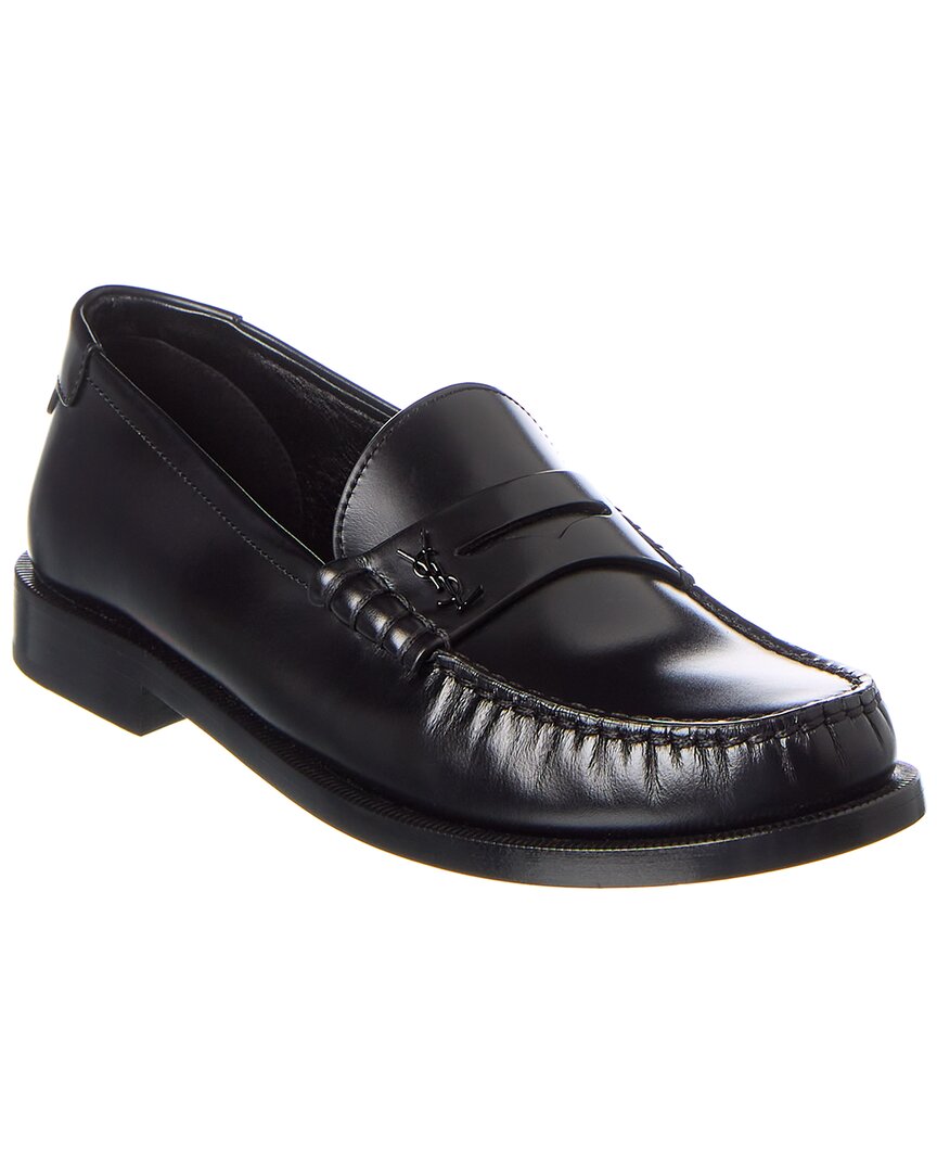 Saint Laurent Le Monogram Leather Loafer In Black