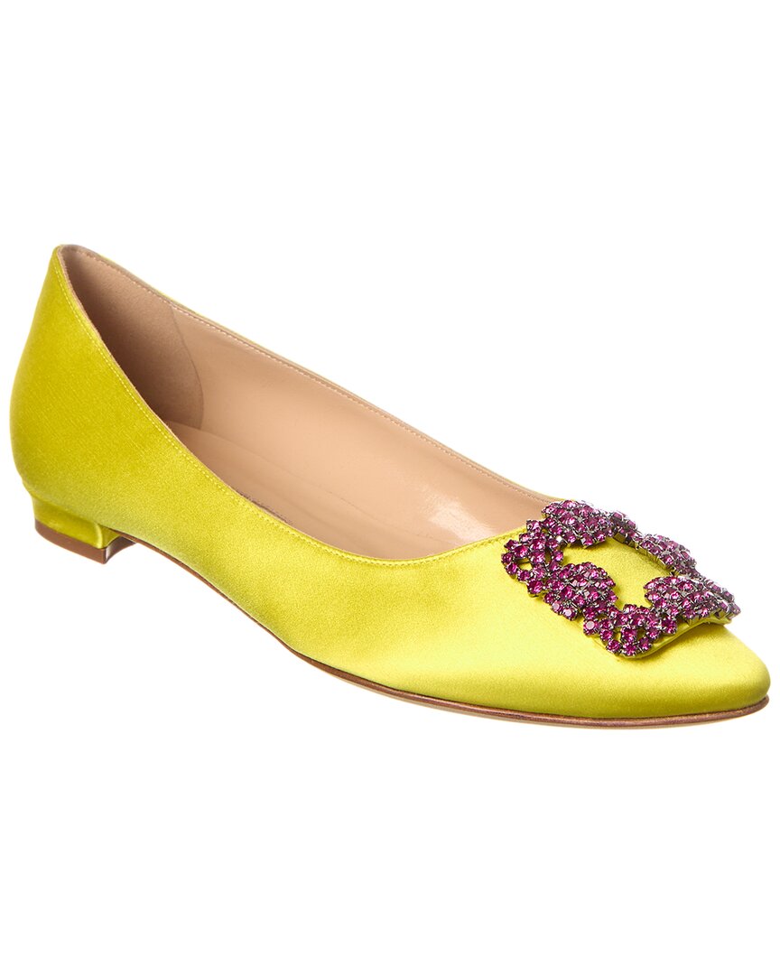 Manolo Blahnik Hangisi Ballerina Shoes In Yellow