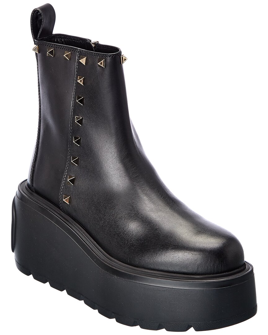 Valentino Uniqueform 85 Leather Boot In Black