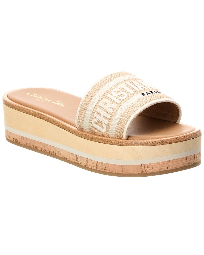 Dior Dway Canvas Platform Slide In Beige