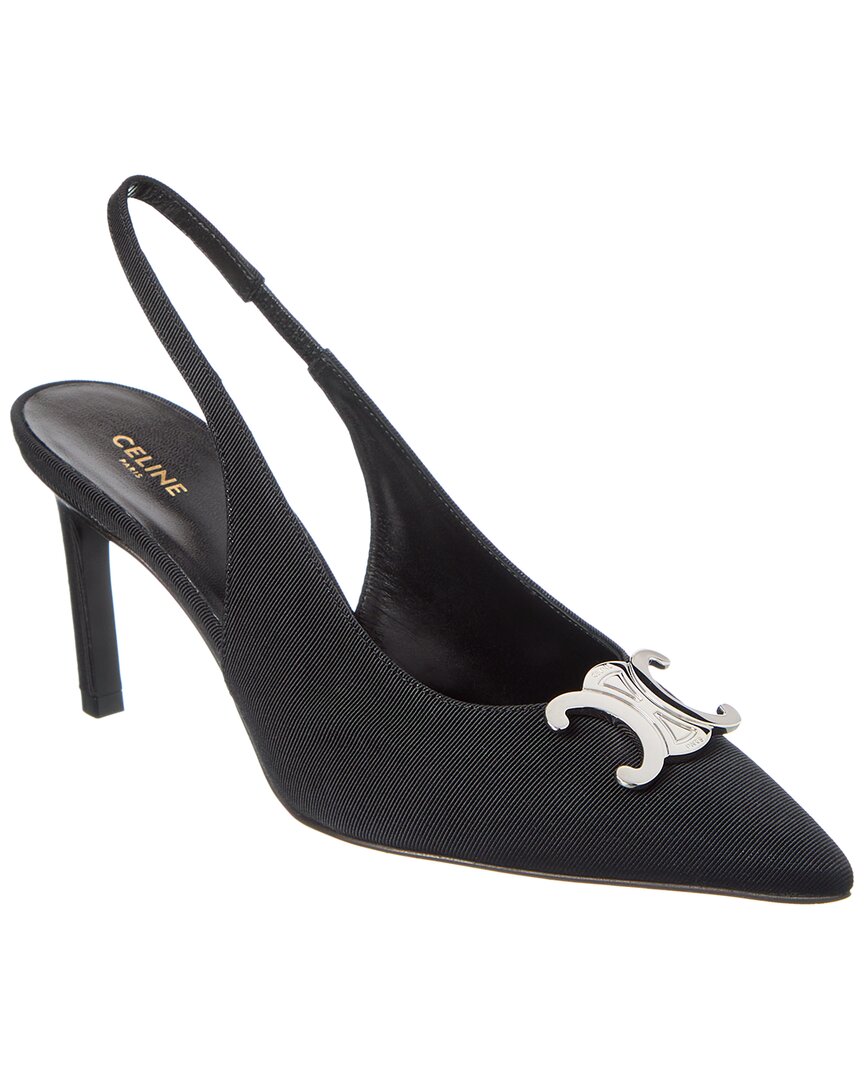 Celine Triomphe Grosgrain Slingback Pump In Black