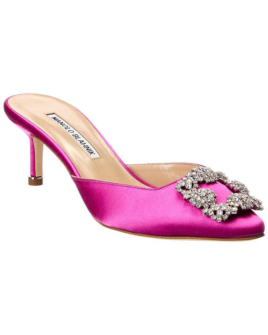 Manolo Blahnik Hangisi 70mm Crystal-embellished Satin Mules In Pink
