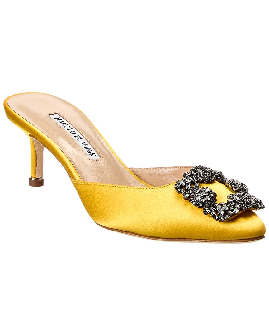 Manolo Blahnik Hangisimu 50 Satin Mule In Yellow