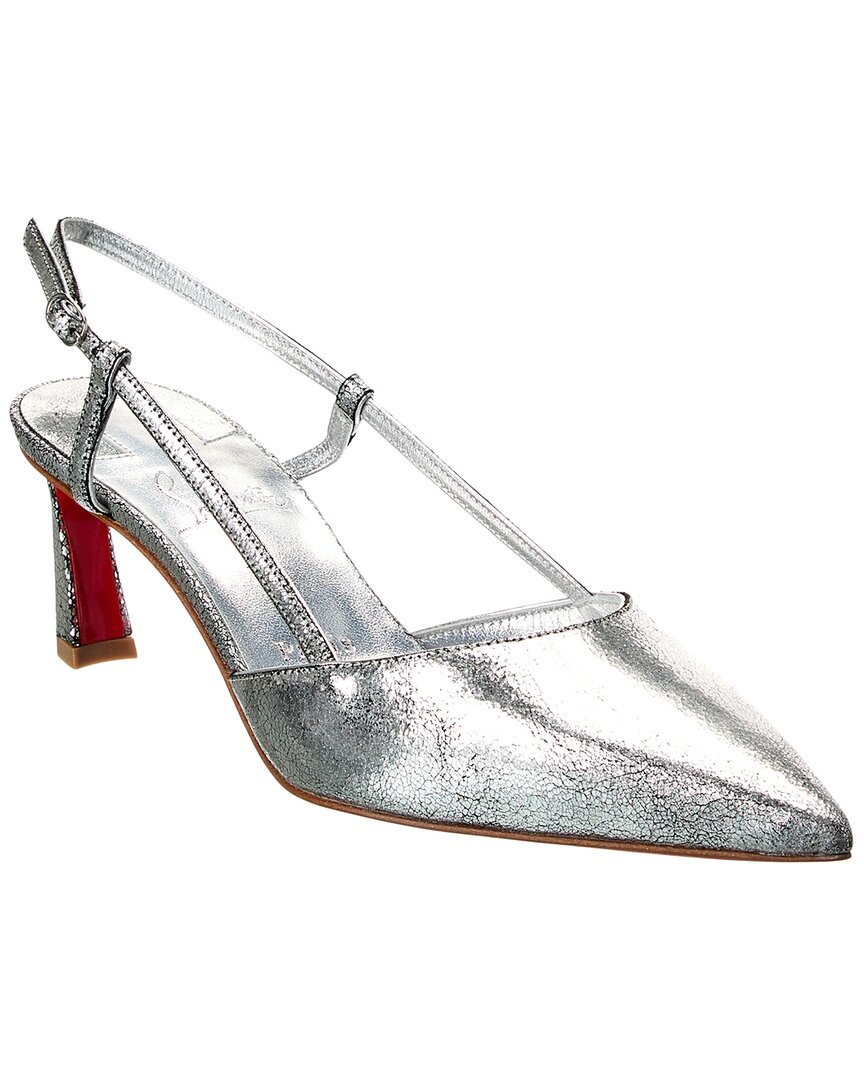 Christian Louboutin Woman Pumps Silver Size 8 Leather In Silver