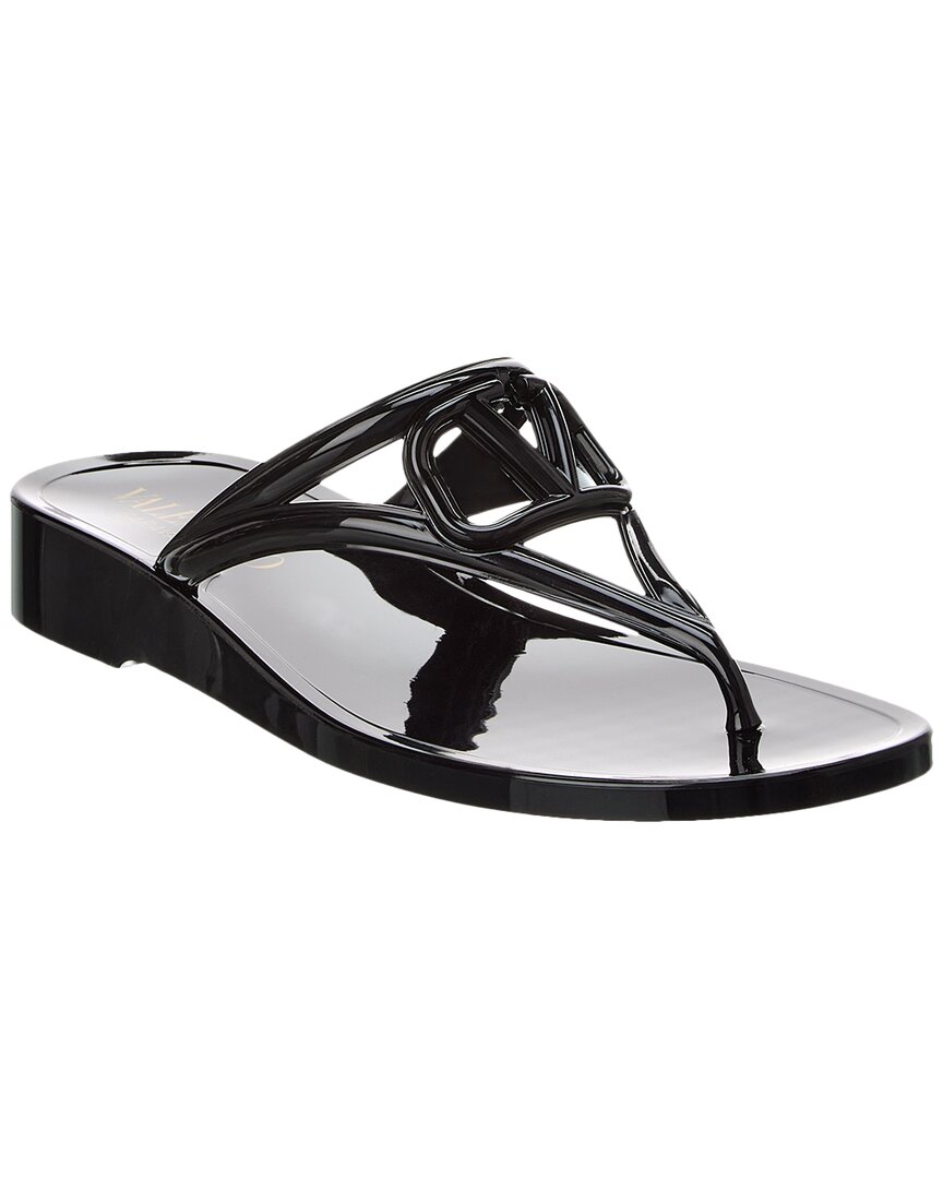 Valentino Vlogo Signature Rubber Thong Sandal In Black