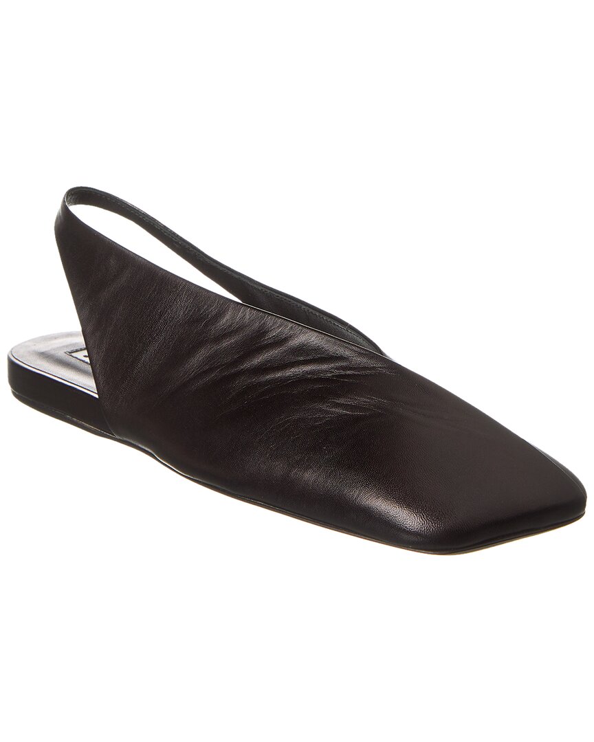 Jil Sander Black Leather Slingback Ballet Flats In Black