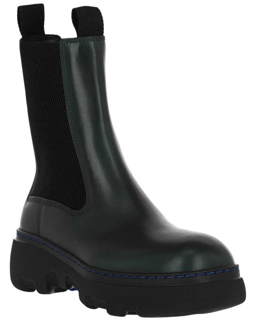 Burberry Creeper Leather Chelsea Boots In Green