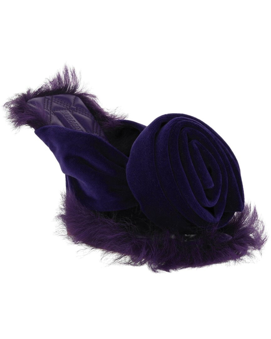 Burberry Step Rose Velvet Heeled Sandals In Purple