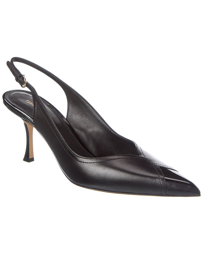 Ferragamo Egna 70 Leather Slingback Pumps In Black