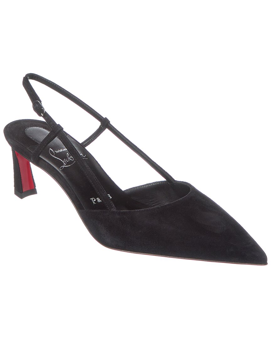 Shop Christian Louboutin Condoroline 55 Suede Slingback Pump In Black