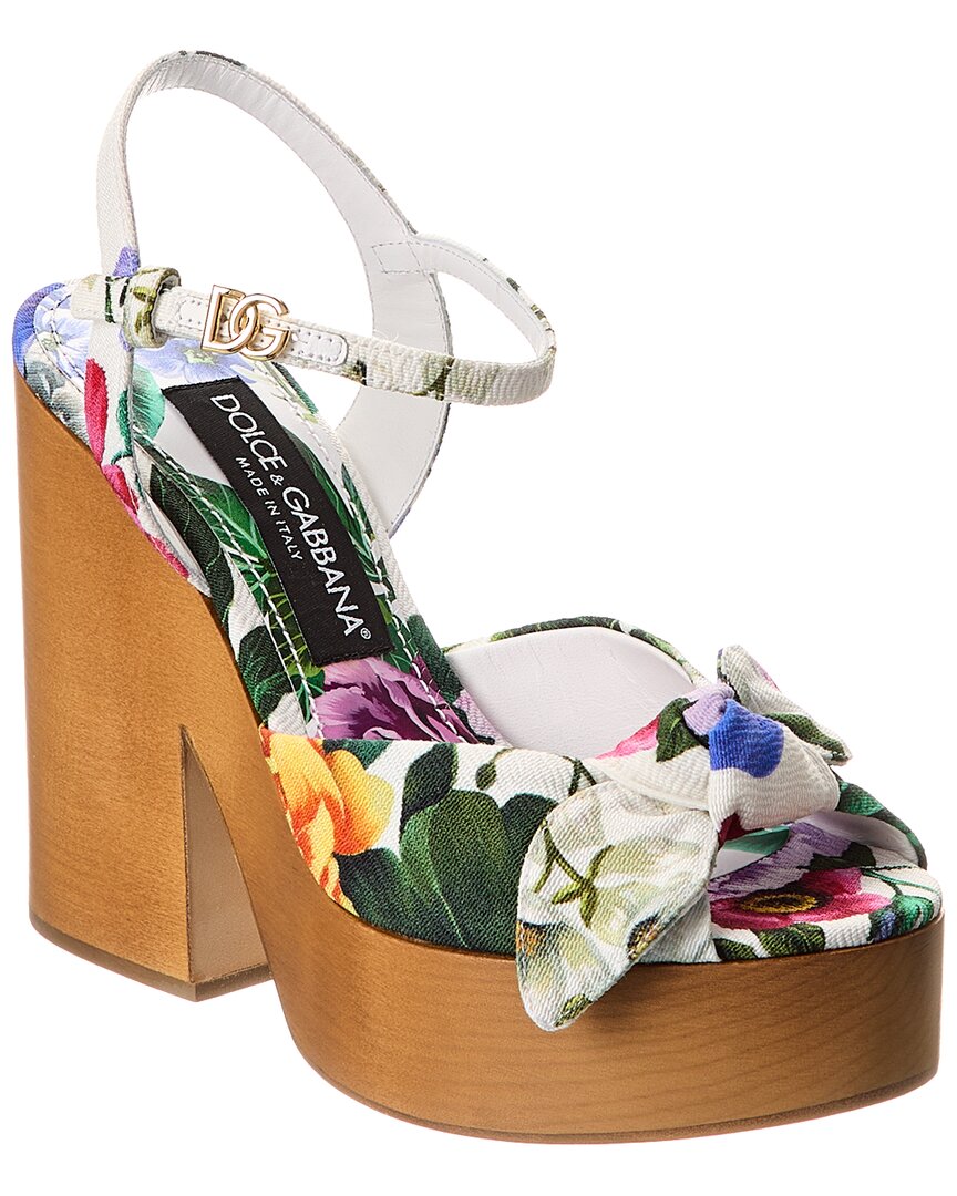 DOLCE & GABBANA DOLCE & GABBANA DG LOGO FLORAL JACQUARD PLATFORM SANDAL