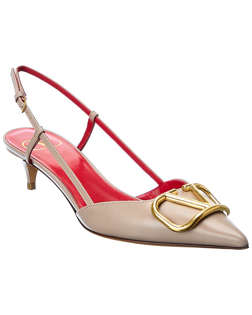 Valentino Garavani Women Vlogo Signature Leather Slingback Pumps In Pink