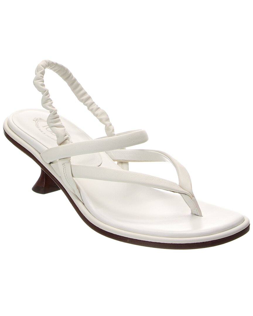 Tod's Leather Sandal In White