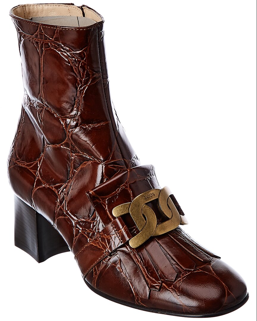 Tod's Kate Leather Bootie In Brown