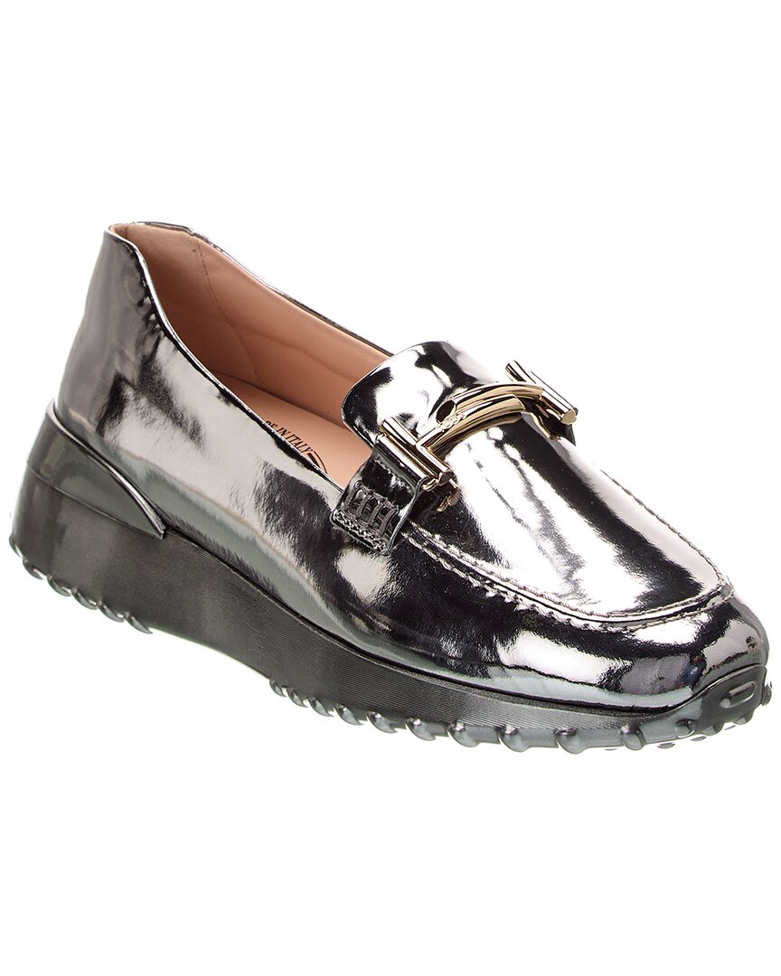 Tod's Leather Platform Loafer In Silver