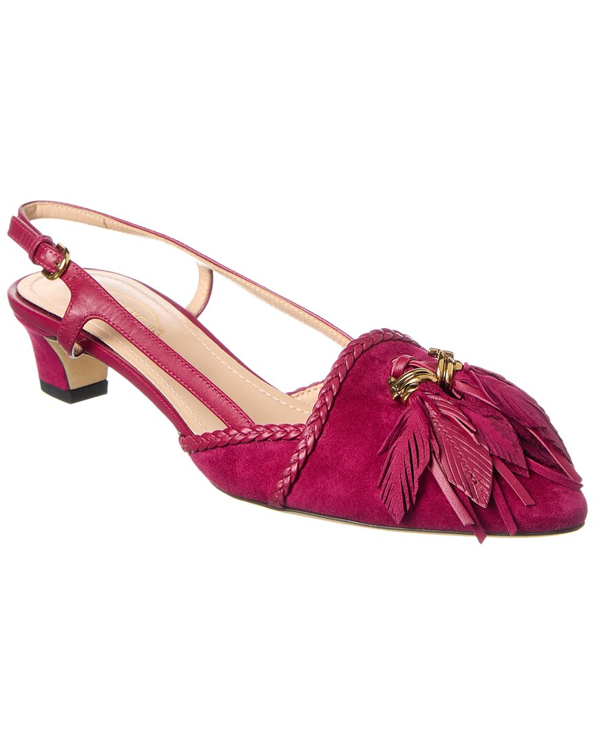 Tod's Suede Slingback Pump In Red