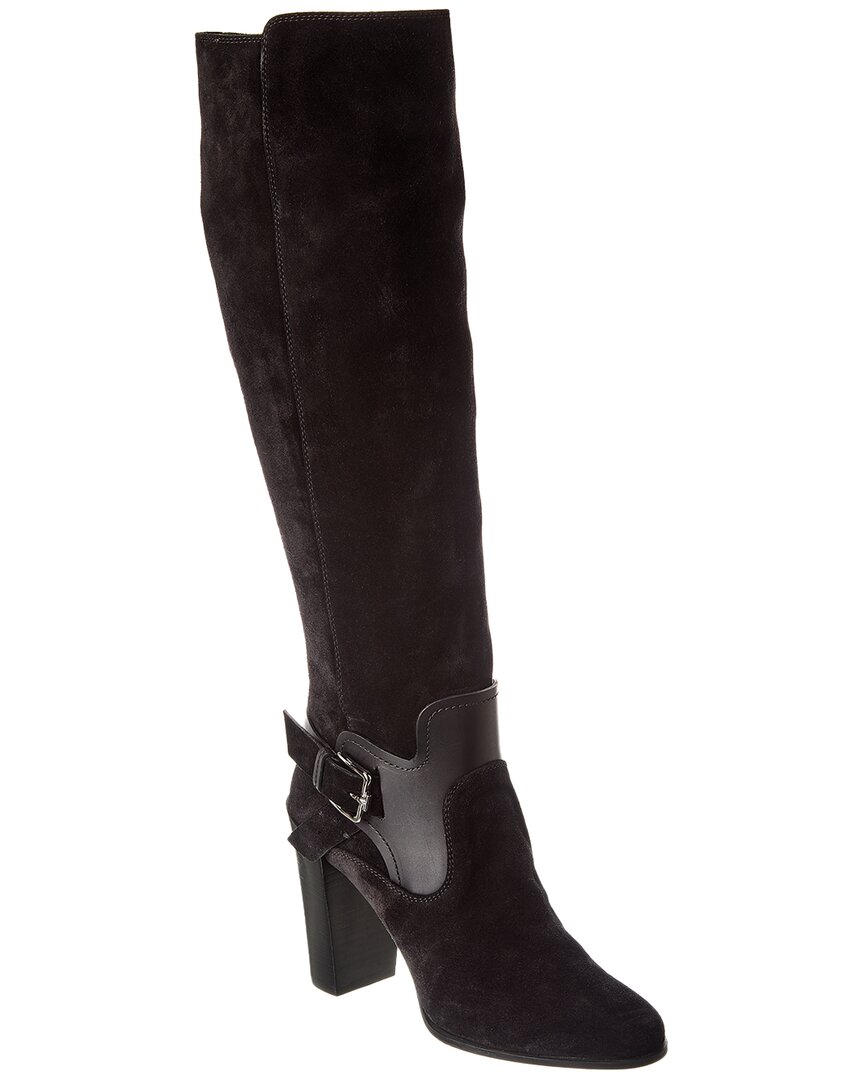 Tod's Gommino Suede Over-the-knee Boot In Black