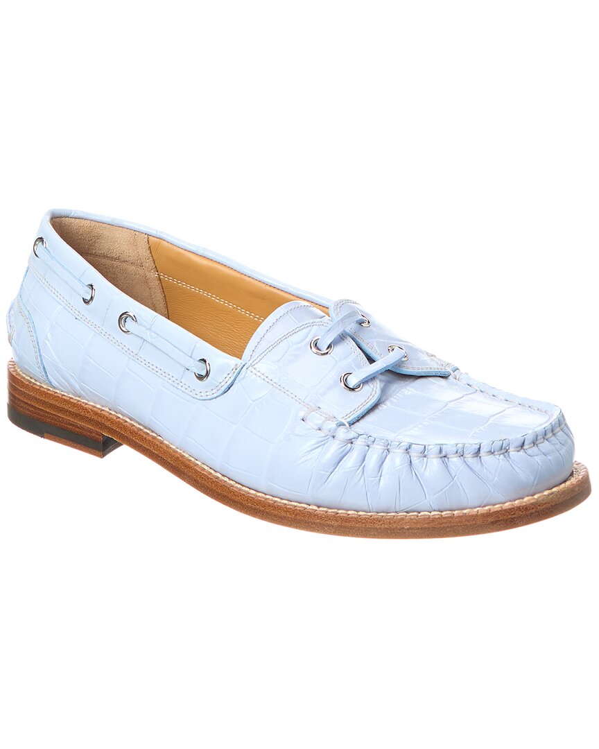 Shop Bally Rimion Croc-embossed Leather Loafer In Blue