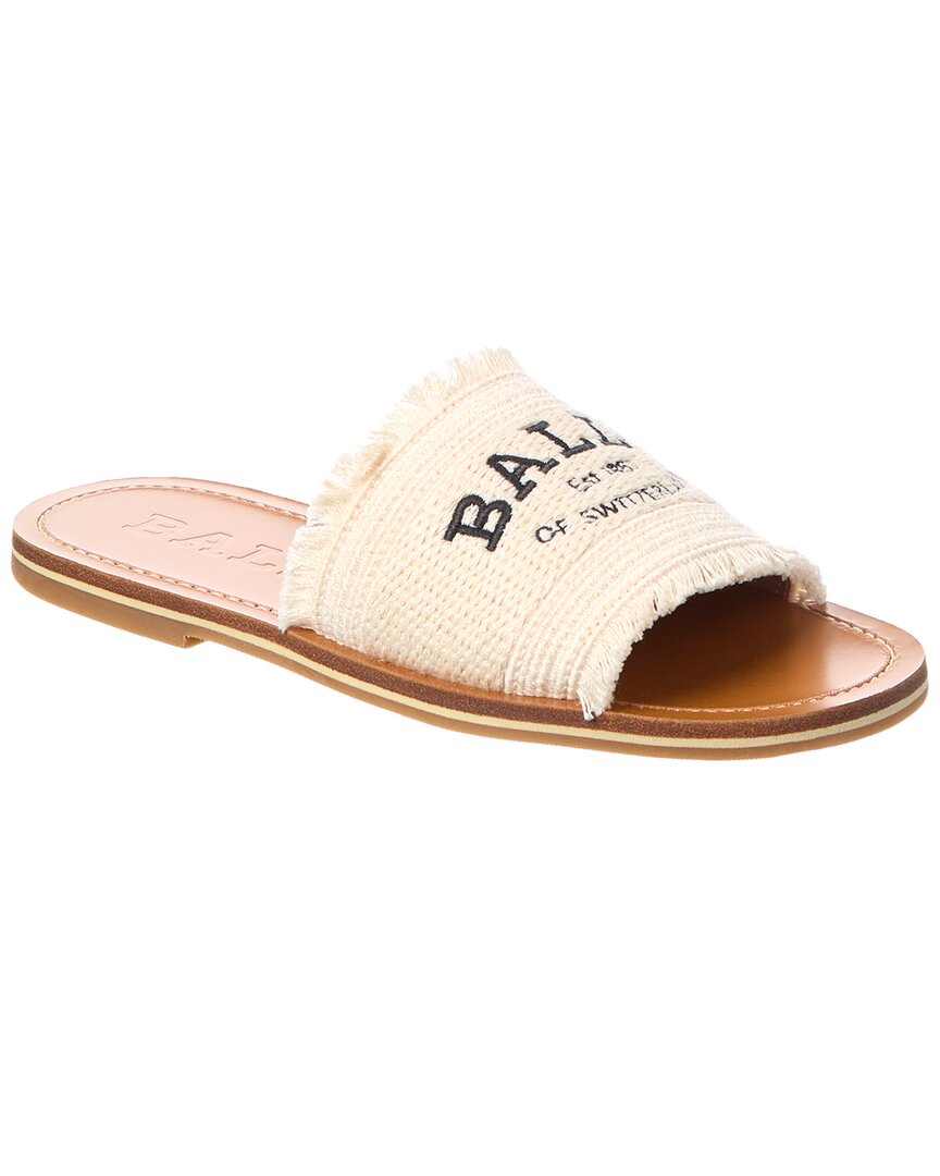 Bally Round Head Flat Slippers In White
