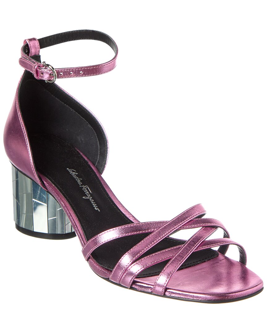 Ferragamo Flor Metallic Leather Sandal In Multi
