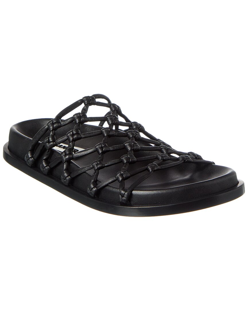 Jil Sander Mesh Leather Sandals In Black