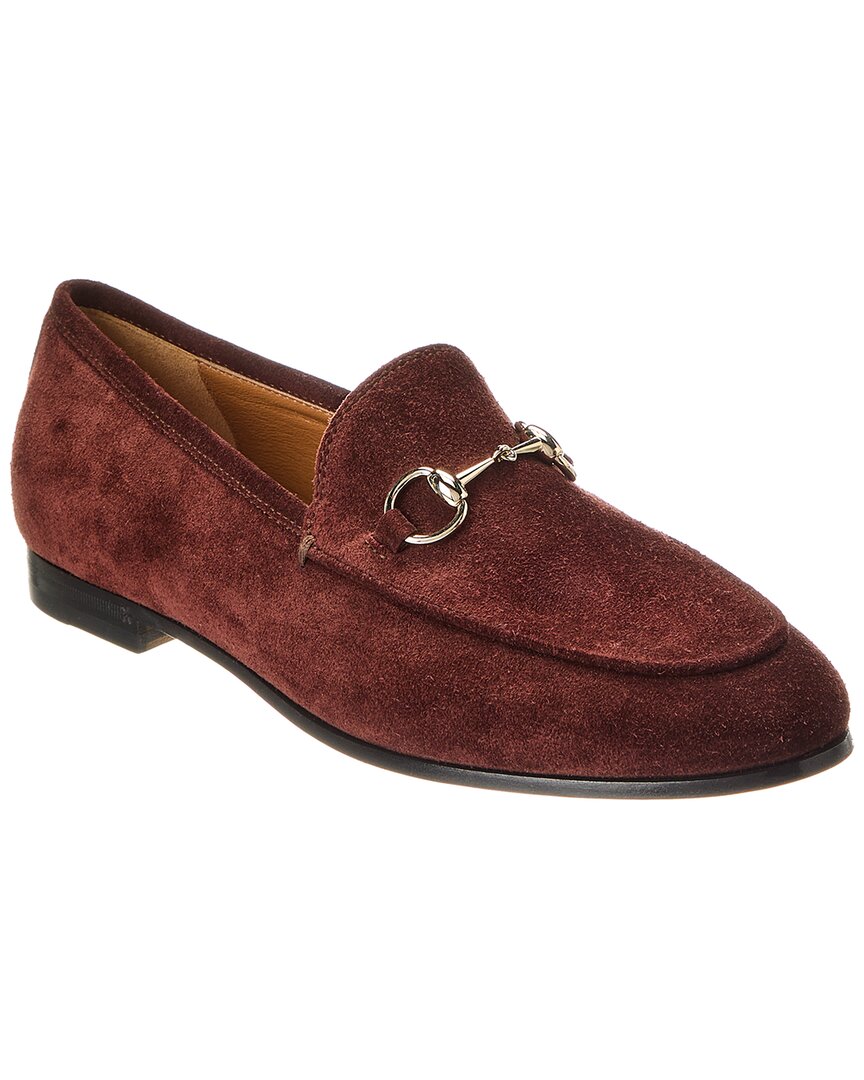Shop Gucci Jordaan Suede Loafer In Brown