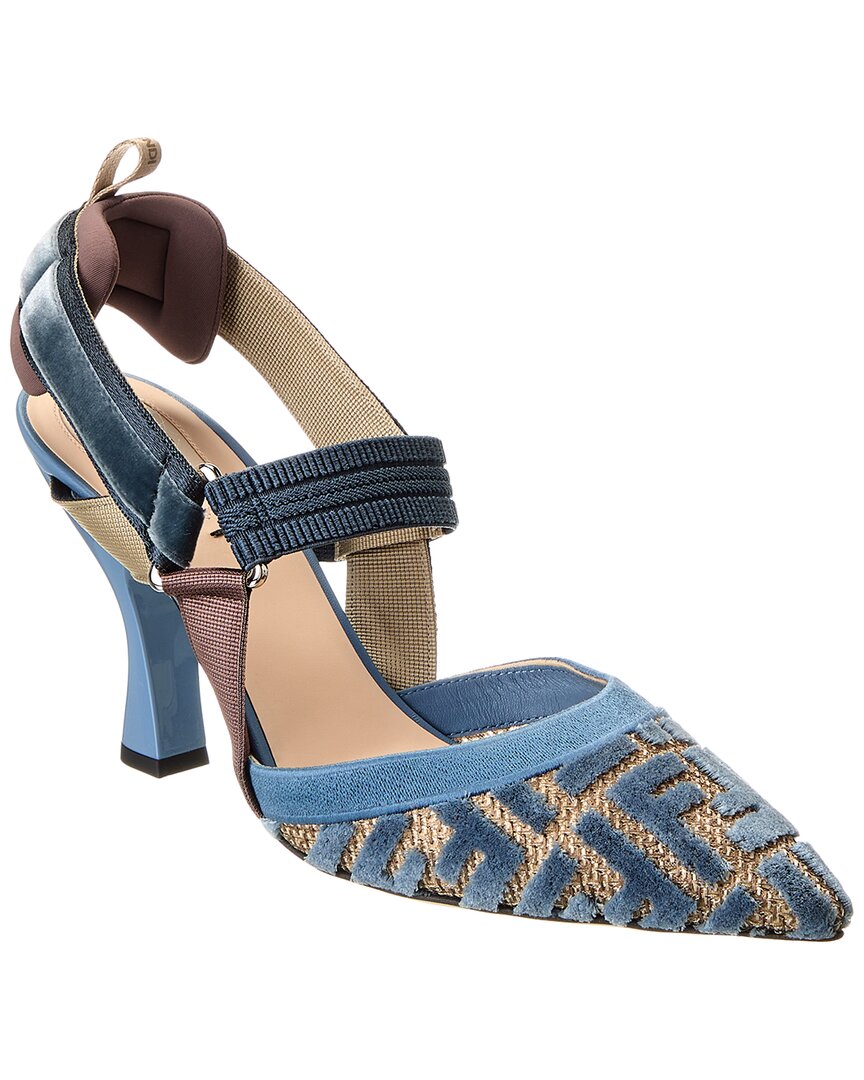 Fendi Colibri Ff Jacquard Velvet & Leather Slingback Pump