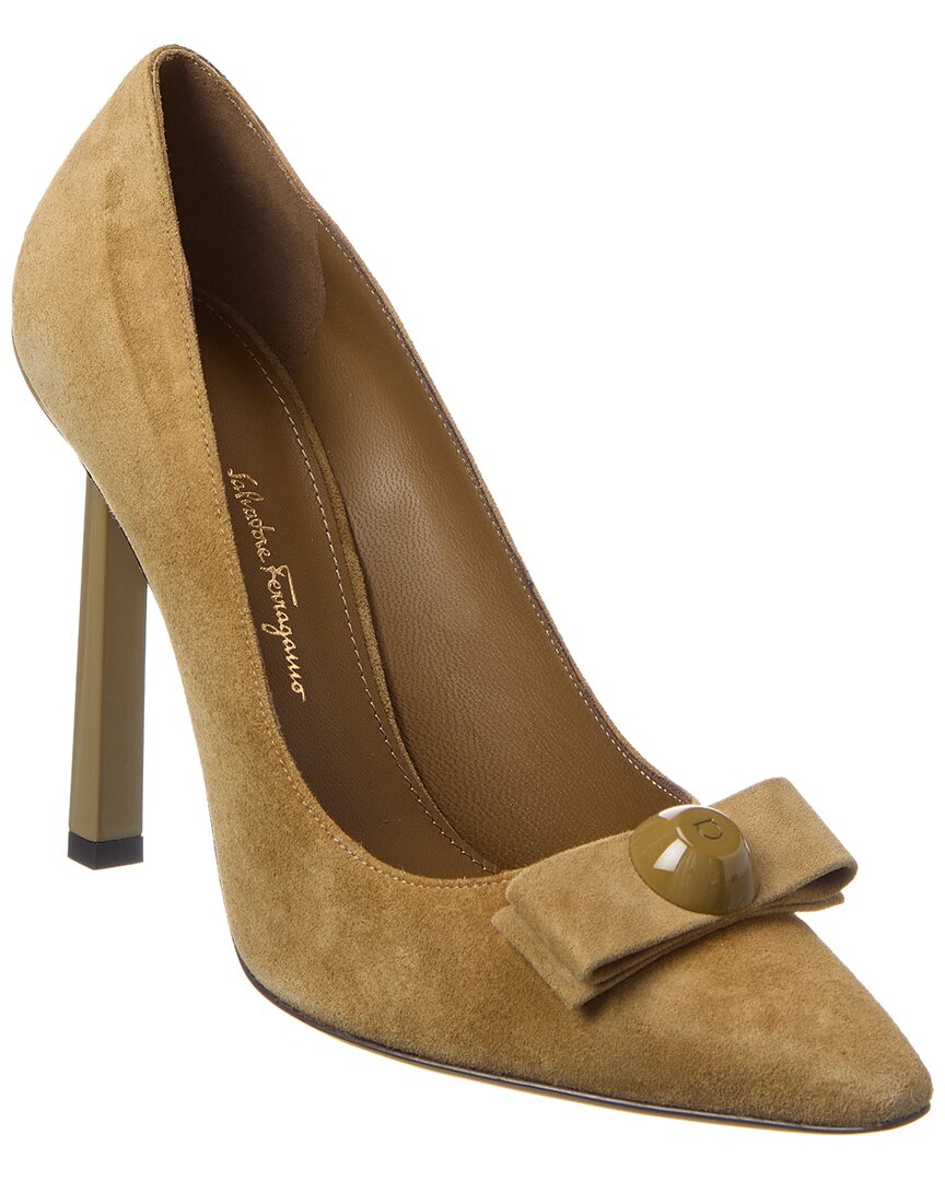 Ferragamo Woman Pumps Military Green Size 8 Calfskin In Brown