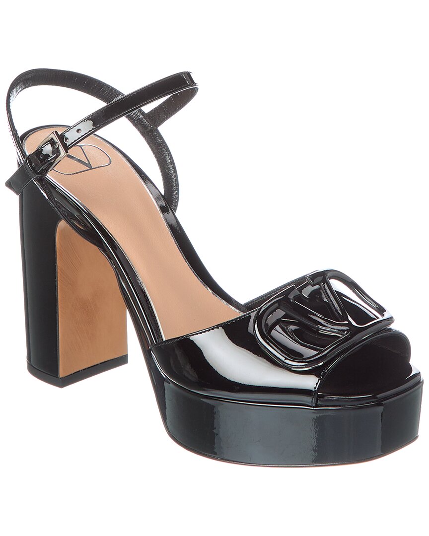 Valentino Vlogo Signature 115 Patent Leather Platform Pumps In Black