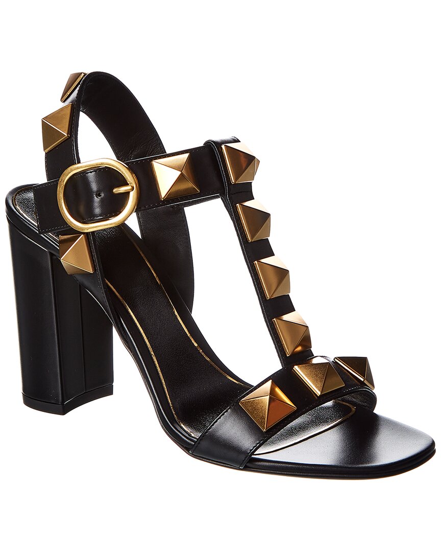Shop Valentino Roman Stud 90 Leather Sandal In Black