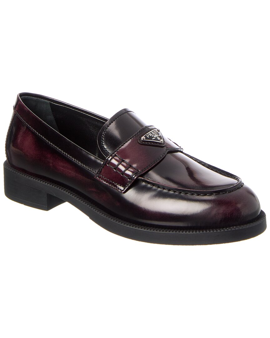 Prada Brushed Leather Loafer In Brown