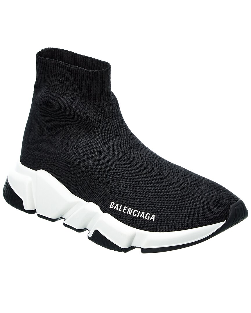Balenciaga Speed Lt Logo-print Stretch-knit High-top Sneakers In Black
