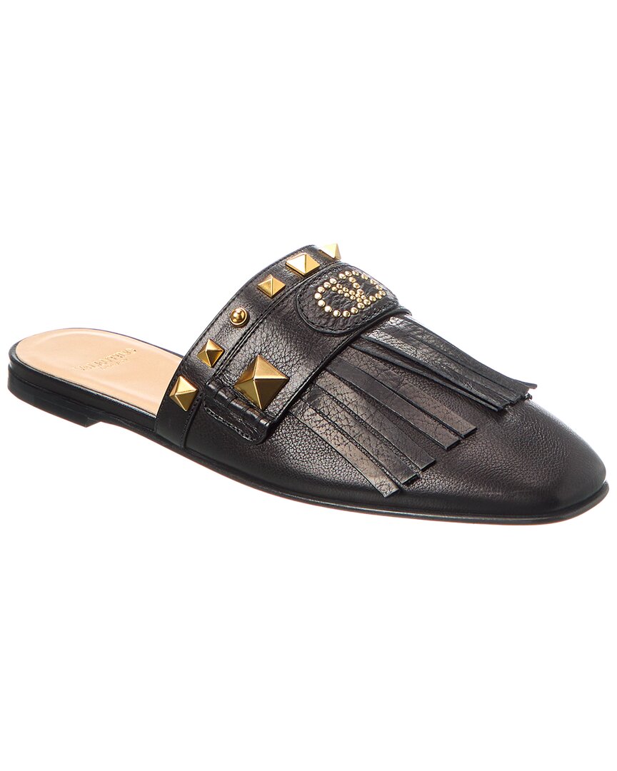 Valentino Grainy Leather Flat In Black