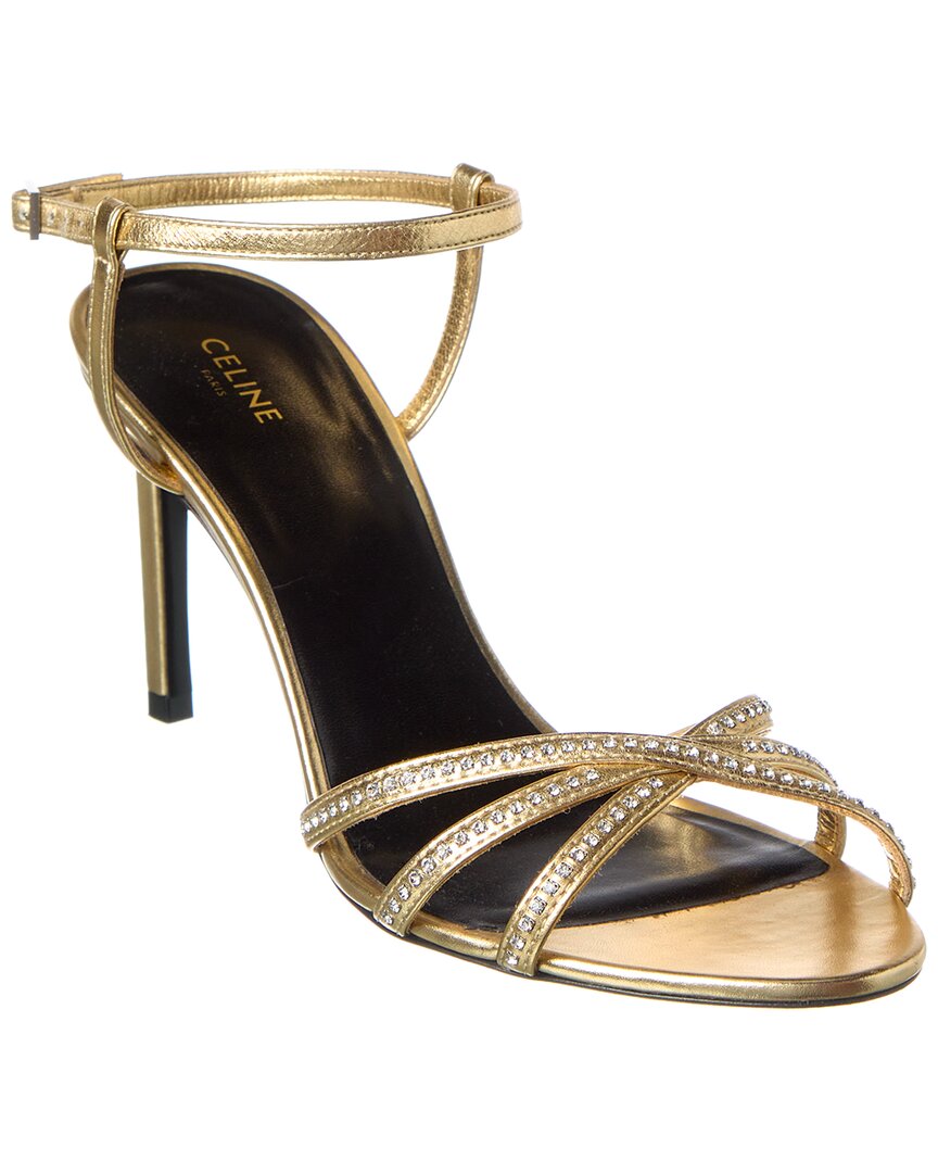 Celine Leather Sandal In Gold