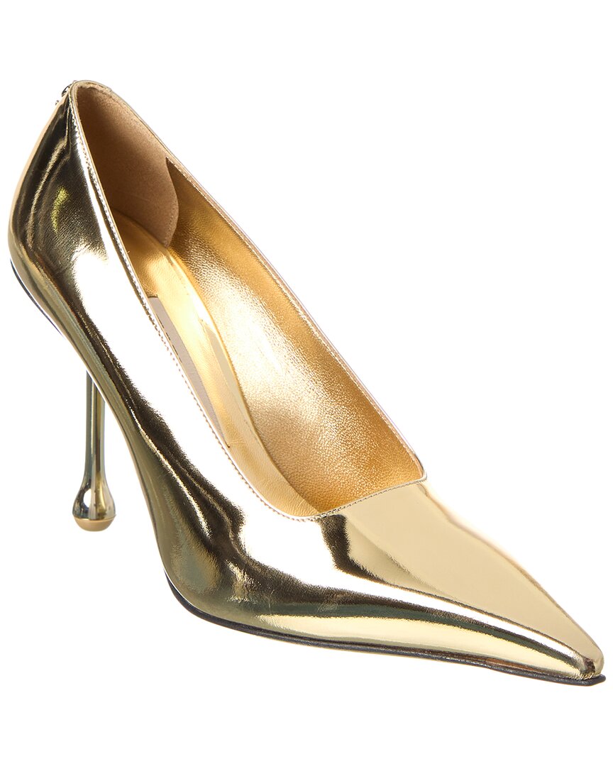 Jimmy Choo Ixia 95 Mirrored-leather Point-toe Pumps In Gold